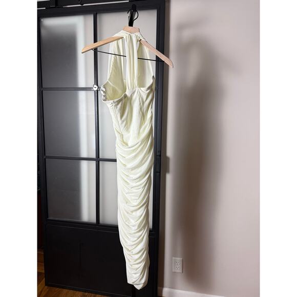 House of CB Valentina White Asymmetric Cutout Midi Dress Size Small - Picture 8 of 10
